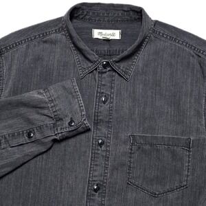 Madewell Men's Denim Chambray Button-Down Shirt Mens L Cutler Washed Black